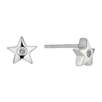 Silver and Diamond Star Earrings - Product number 9497412