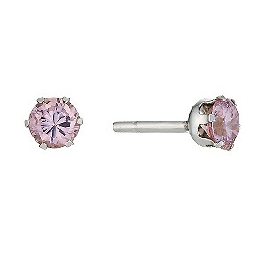 Silver Children's Pink Cubic Zirconia Stud Earrings