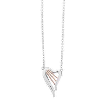 Clogau Silver & Rose Gold Heartstring Harp Pendant