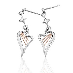 Clogau Silver & Rose Gold Heart Strings Earrings