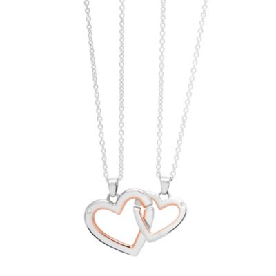 Clogau Silver & Rose Gold Mother & Daughter Heart Pendant