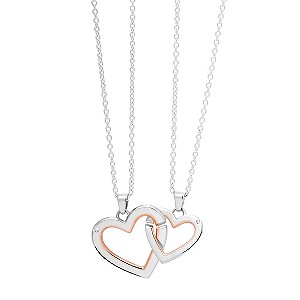 Clogau Silver & Rose Gold Mother & Daughter Heart Pendant