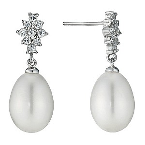 H Samuel Sterling Silver Cubic Zirconia Pearl Cluster