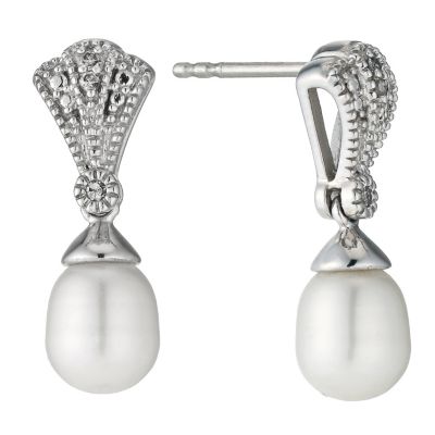 Secrets of the Sea Sterling Silver Diamond Freshwater Pearl Fan