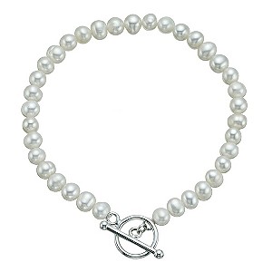 Sterling Silver Freshwater Pearl T-Bar Bracelet