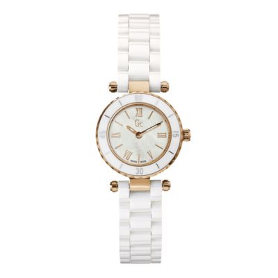 Gc ladies' rose gold-plated white ceramic bracelet watch - Product number 9528377
