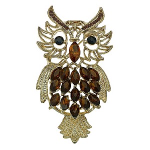 H Samuel Gold Plated Stone Set Owl Brooch