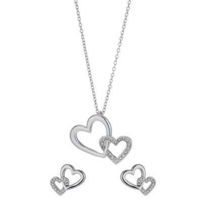 H Samuel Double Heart Two Piece Set