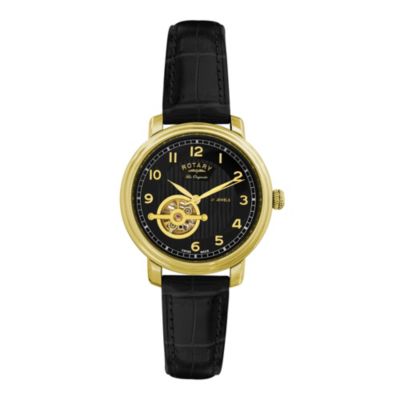 Rotary Jura men's gold plated black strap watch - Product number 9531580