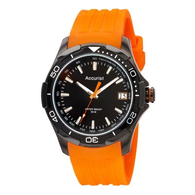 Accurist Sports Men's Black And Orange Strap Watch - Product number 9534601