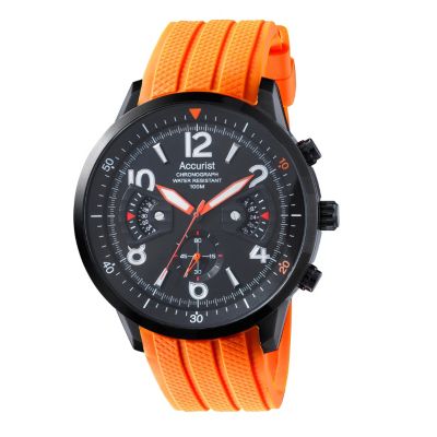 Accurist Sports Men's Black And Orange Strap Watch - Product number 9534652