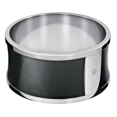 Calvin Klein black leather & stainless steel bangle - Product number 9539263