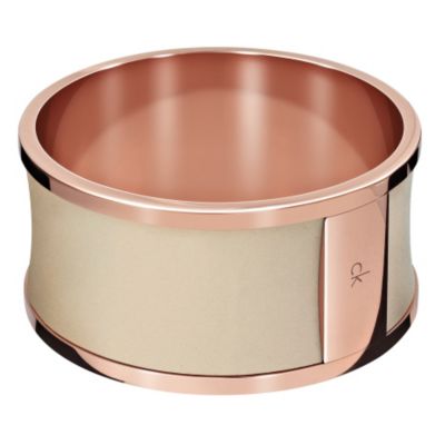 Calvin Klein leather & rose gold-plated bangle - Product number 9539301