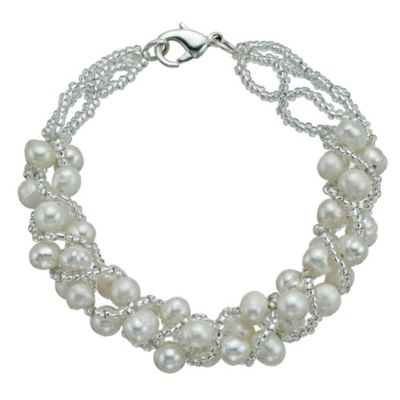 H Samuel Sterling Silver Freshwater Pearl Bead Wrap