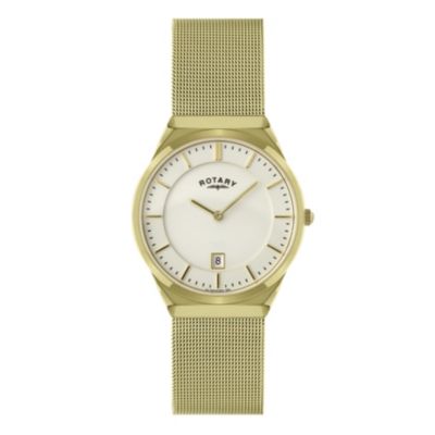 Rotary Men's Gold Plated Mesh Bracelet Watch
