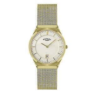 Rotary Men's Gold Plated Mesh Bracelet Watch