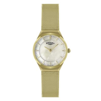 Rotary Ladies Gold Plated Mesh Bracelet Watch