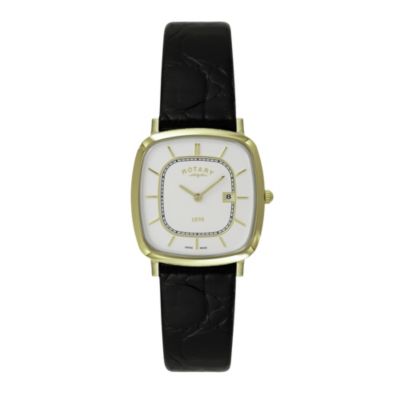 Rotary Men's Square Champagne Dial Black Strap Watch - Product number 9552510