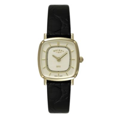 Rotary Ladies' Black Leather Strap Watch