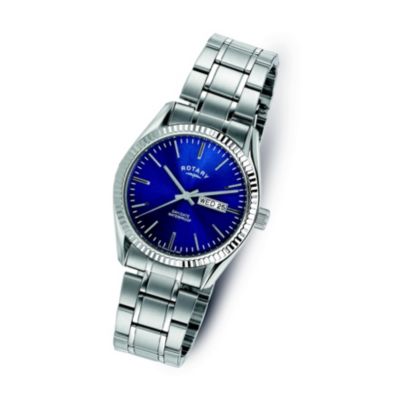 rotary men's stainless steel mesh bracelet pilot style watch