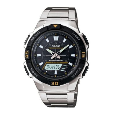 Casio Men's Solar Black Dial Stainless Steel Bracelet Watch - Product number 9554025