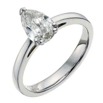 18ct white gold one carat pear solitaire ring - Product number 9556044