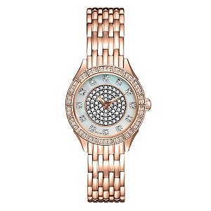 Bulova Ladies' Rose Gold-Plated Crystal Bracelet WatchBulova Ladies' Rose Gold-Plated Crystal Bracel