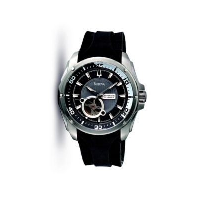 Bulova Men's Mechanical Black Strap Watch
