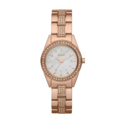 DKNY Ladies' White Dial Rose Gold Plated Bracelet Watch - Product number 9563520