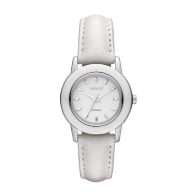 DKNY Ceramic Ladies' White Leather Strap Watch - Product number 9563539