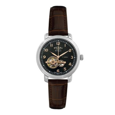 Rotary Jura Men's Stainless Steel Brown Leather Strap Watch