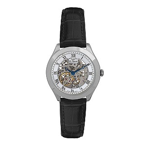 Rotary Jura Men's Stainless Steel Skeleton Strap Watch