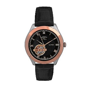 Rotary Jura Men's Gold Plated Black Strap Watch