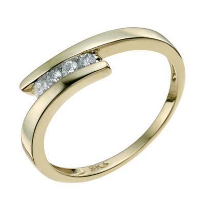 9ct yellow gold 0.15 carat diamond crossover ring - Product number 9567186
