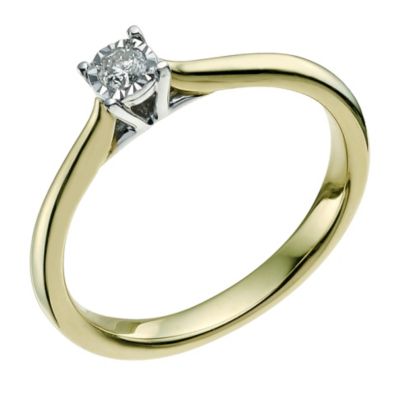 9ct yellow & white gold 0.08 carat diamond solitaire ring - Product number 9567585