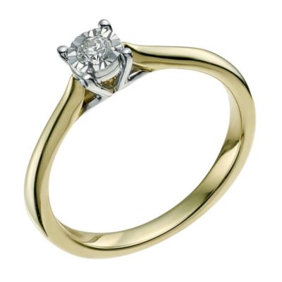 9ct yellow & white gold 0.10 carat diamond solitaire ring - Product number 9567712