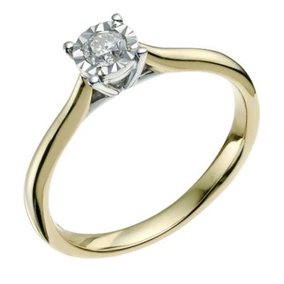 9ct yellow & white gold 0.17 carat diamond solitaire ring - Product number 9567852