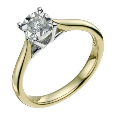 9ct yellow & white gold 1/4 carat diamond solitaire ring - Product number 9567984