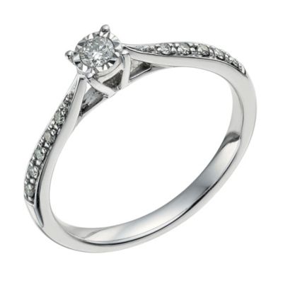 9ct white gold 0.16 carat diamond solitaire ring - Product number 9568247