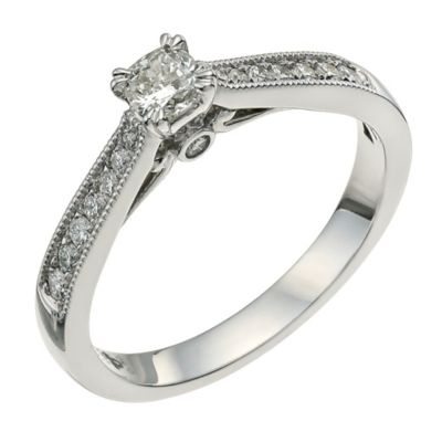 18ct white gold 1/2 carat cushion cut diamond solitaire ring - Product number 9569448