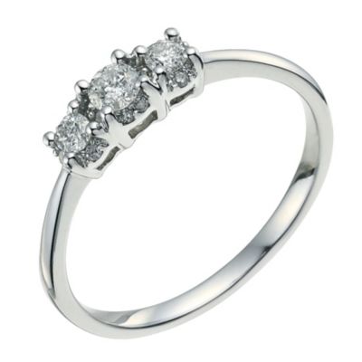 9ct white gold 1/4 carat diamond trilogy ring - Product number 9569723