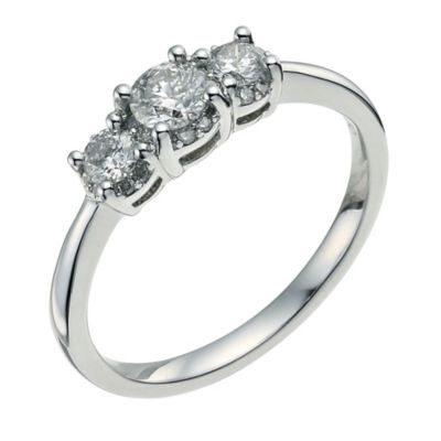 9ct white gold 1/2 ct three diamond halo ring - Product number 9570330