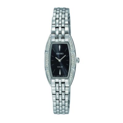 Seiko Solar Ladies' Diamond Set Black Dial Bracelet Watch - Product number 9572627