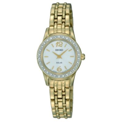 Seiko Solar Ladies' Crystal Set Gold Plated Bracelet Watch H.Samuel