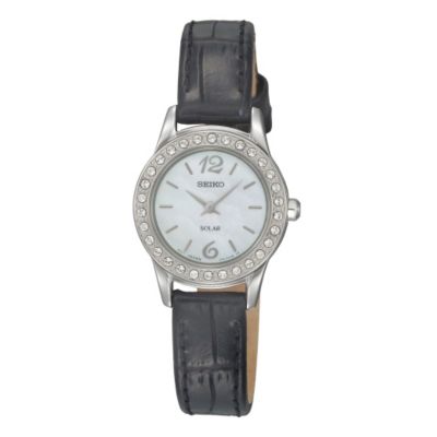 Seiko Solar Ladies' Stone Set Black Strap Watch - Product number 9572937