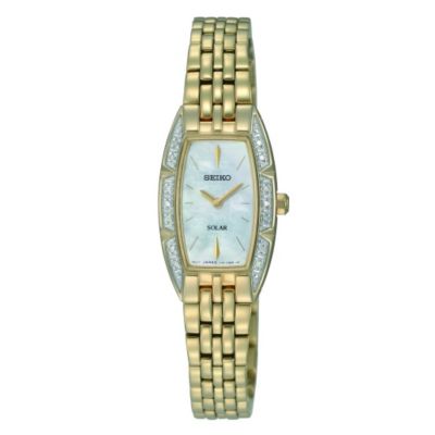 Seiko Solar Ladies' Diamond Set Gold Plated Bracelet Watch - Product number 9572961