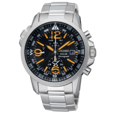 Seiko Solar Men's Chronograph Black Dial Bracelet Watch - Product number 9573364