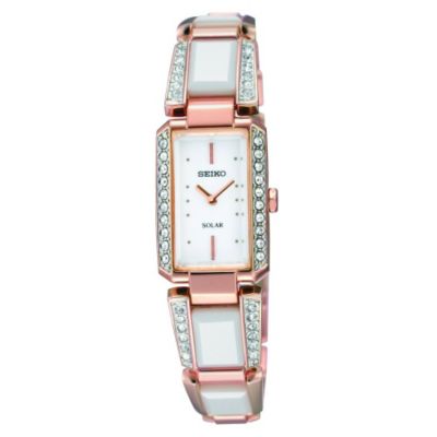 Seiko Solar Ladies' Stone Set Two Colour Bracelet Watch - Product number 9573690