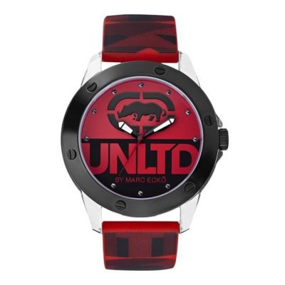 Marc Ecko Red Silicone Print Strap Watch