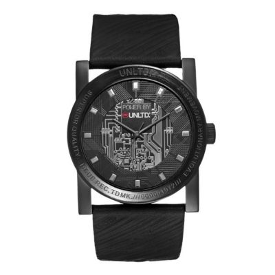 Marc Ecko Black Leather Strap Watch